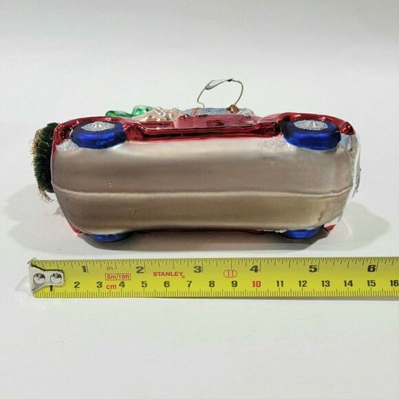 BRN License Christmas Ornament Blown Glass Santa w Tree on car Netherlands Flag - Picture 8 of 12